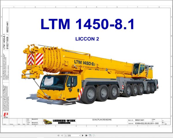 Liebherr Crane LTM 1450 8.1 Z72539 Electric and Hydraulic Diagrams DE 1