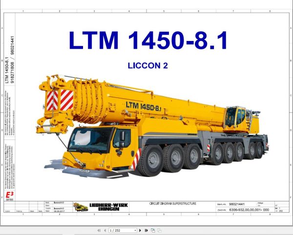 Liebherr Crane LTM 1450 8.1 Z72539 Electric and Hydraulic Diagrams EN 1