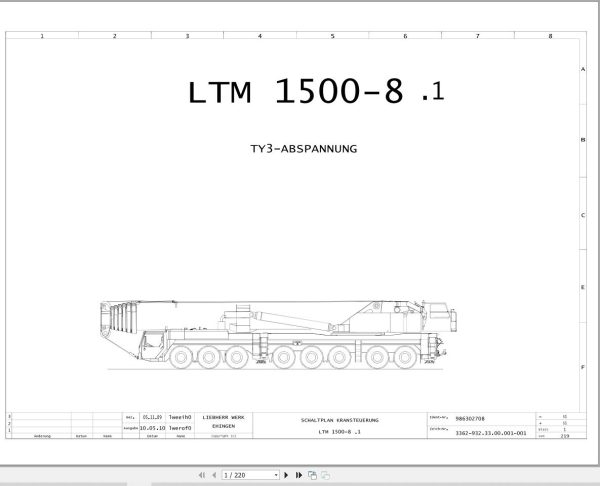 Liebherr Crane LTM 1500 8.1 Z73185 Electric and Hydraulic Diagrams DE 1