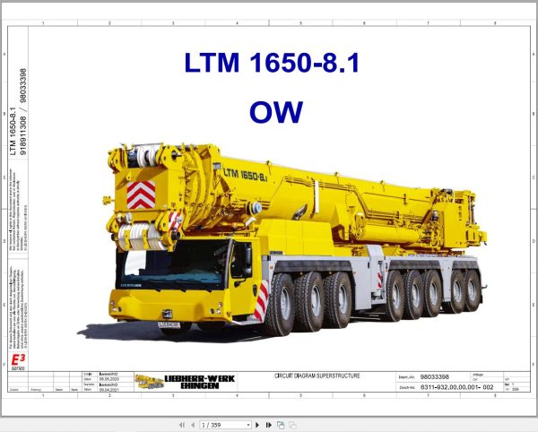 Liebherr Crane LTM 1650 8.1 Z46836 Electric and Hydraulic Diagrams EN 1