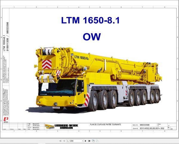Liebherr Crane LTM 1650 8.1 Z46836 Electric and Hydraulic Diagrams FR 1