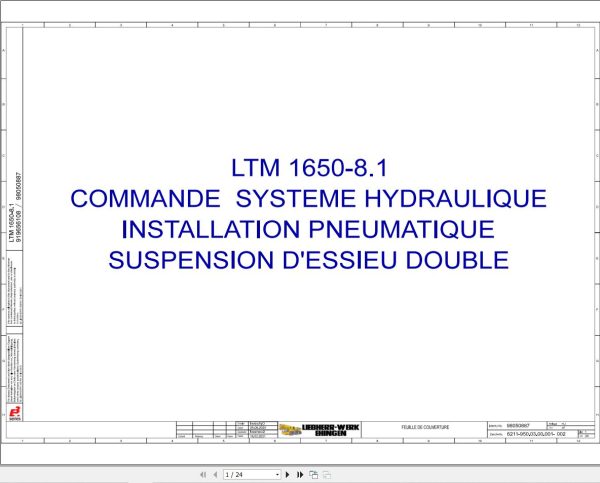 Liebherr Crane LTM 1650 8.1 Z46836 Electric and Hydraulic Diagrams FR 4