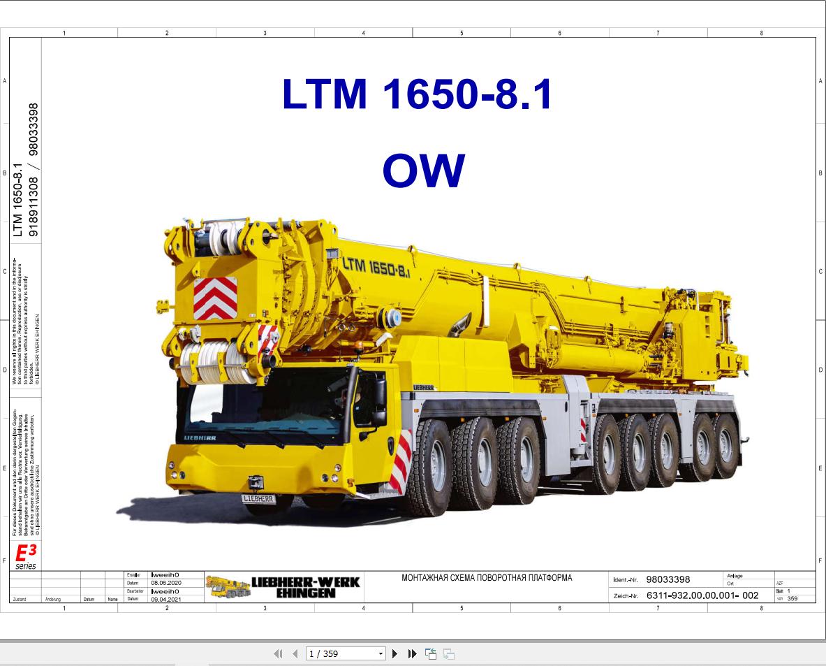 Liebherr Crane LTM 1650 8.1 Z46836 Electric and Hydraulic Diagrams RU 1