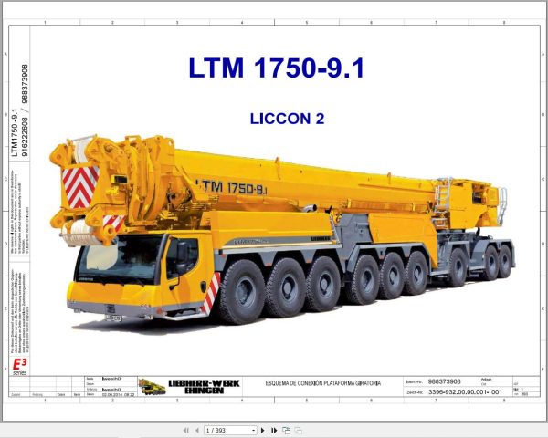 Liebherr Crane LTM 1750 9.1 Z96020 Electric and Hydraulic Diagrams ES 2