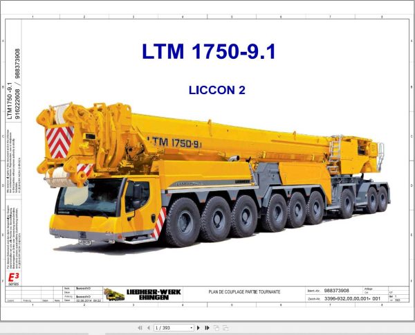 Liebherr Crane LTM 1750 9.1 Z96020 Electric and Hydraulic Diagrams FR 1