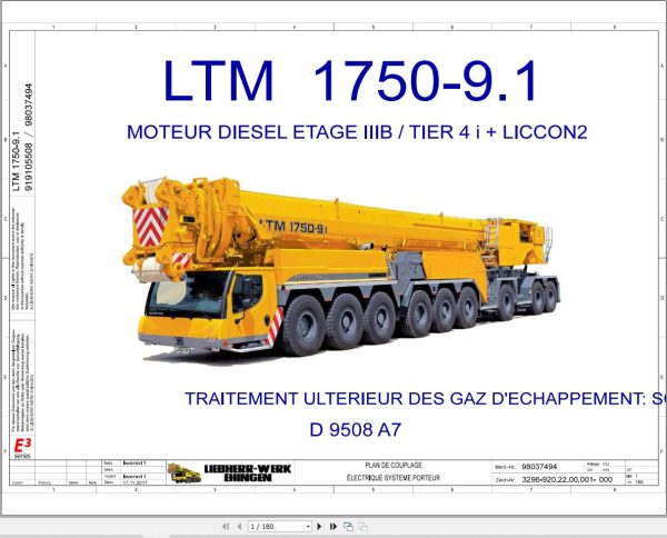 Liebherr Crane LTM 1750 9.1 Z96020 Electric and Hydraulic Diagrams FR 2