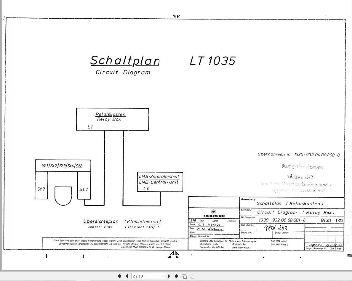 Liebherr Crane LTMS 1035 Z10833 Electric Diagrams DE 1