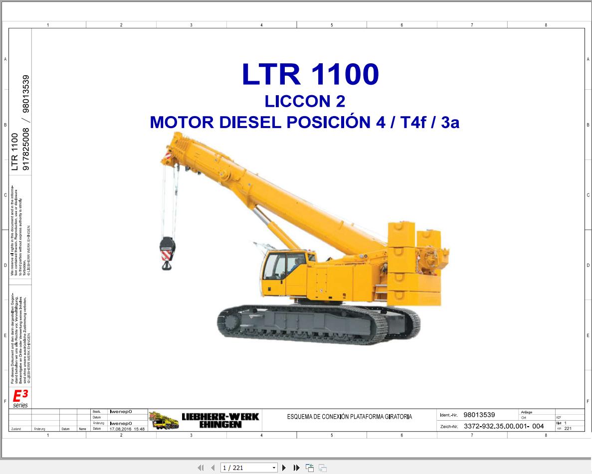 Liebherr Crane LTR 1100 Z97515 Electric and Hydraulic Diagrams ES 1