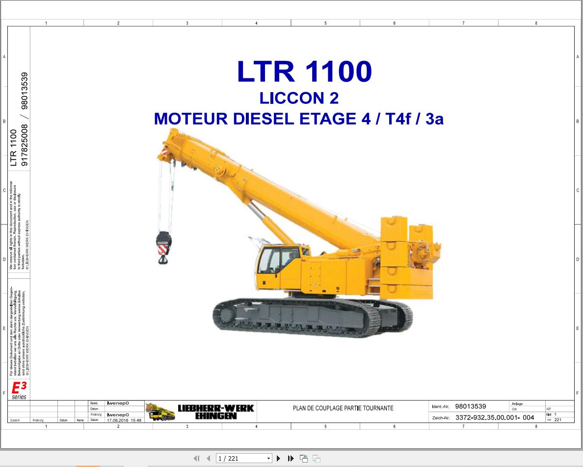 Liebherr Crane LTR 1100 Z97515 Electric and Hydraulic Diagrams FR 1