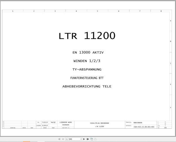Liebherr Crane LTR 11200 Z97562 Electric and Hydraulic Diagrams DE 1
