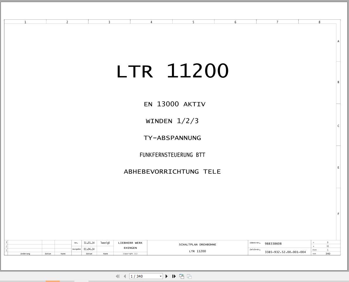 Liebherr Crane LTR 11200 Z97562 Electric and Hydraulic Diagrams DE 1