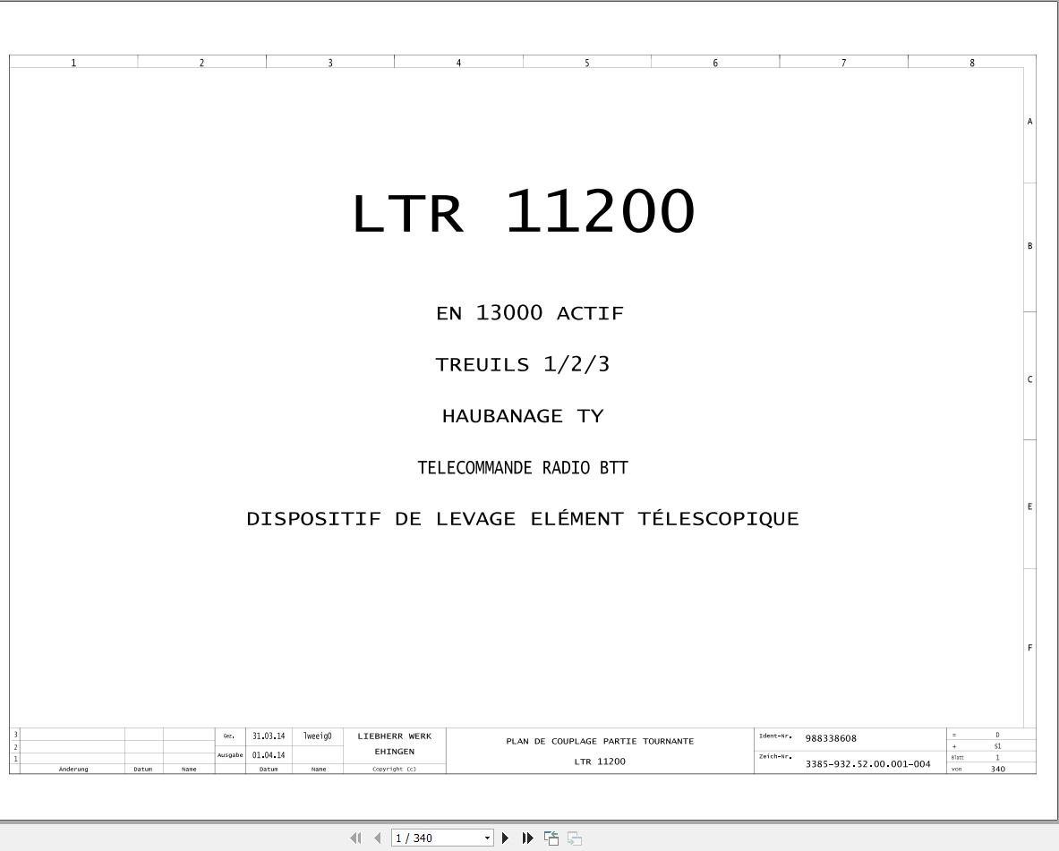 Liebherr Crane LTR 11200 Z97562 Electric and Hydraulic Diagrams FR 1