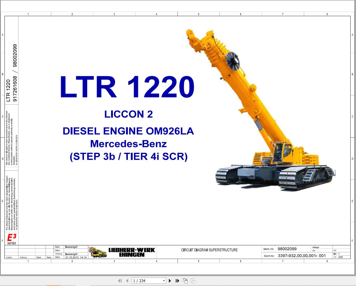 Liebherr Crane LTR 1220 Z96503 Electric and Hydraulic Diagrams EN 1