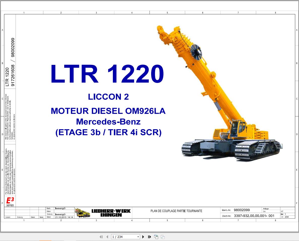 Liebherr Crane LTR 1220 Z96503 Electric and Hydraulic Diagrams FR 1