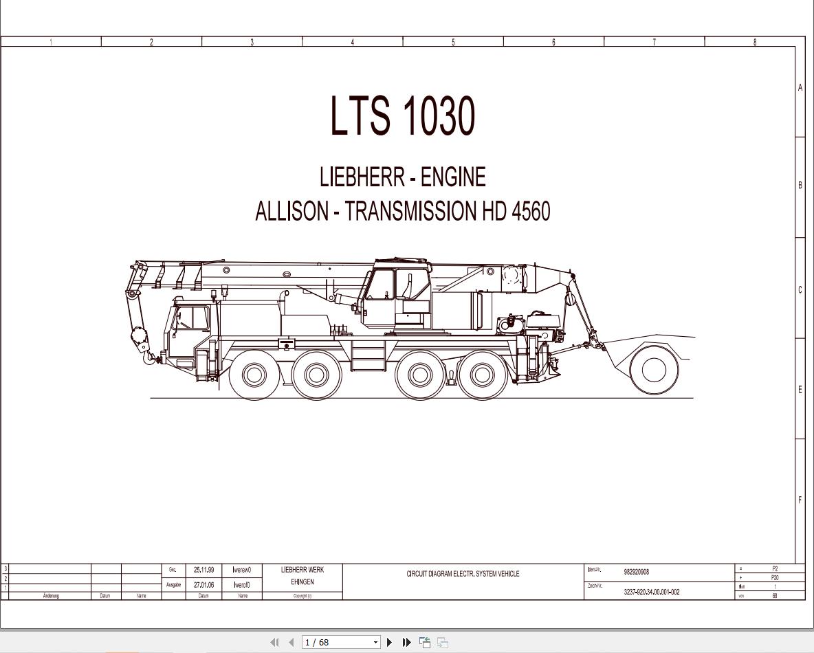 Liebherr Crane LTS 1030 Z77051 Electric and Hydraulic Diagrams EN 1