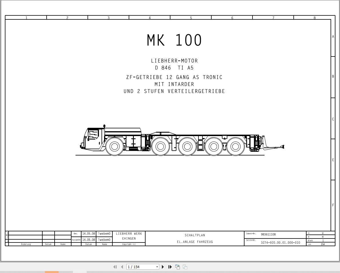 Liebherr Crane MK 100 Z77250 Electric and Hydraulic Diagrams DE 1