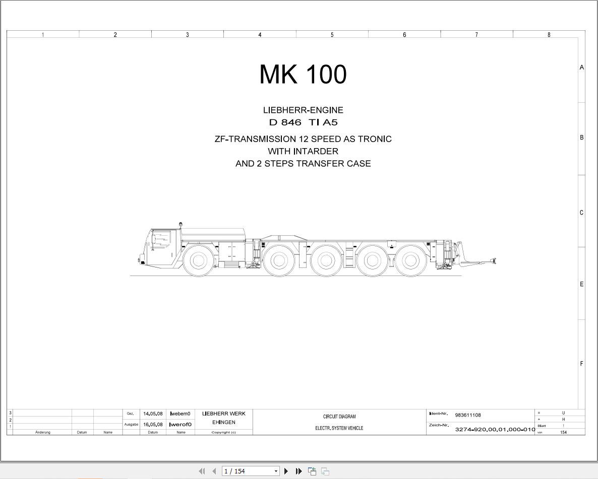 Liebherr Crane MK 100 Z77250 Electric and Hydraulic Diagrams EN 1
