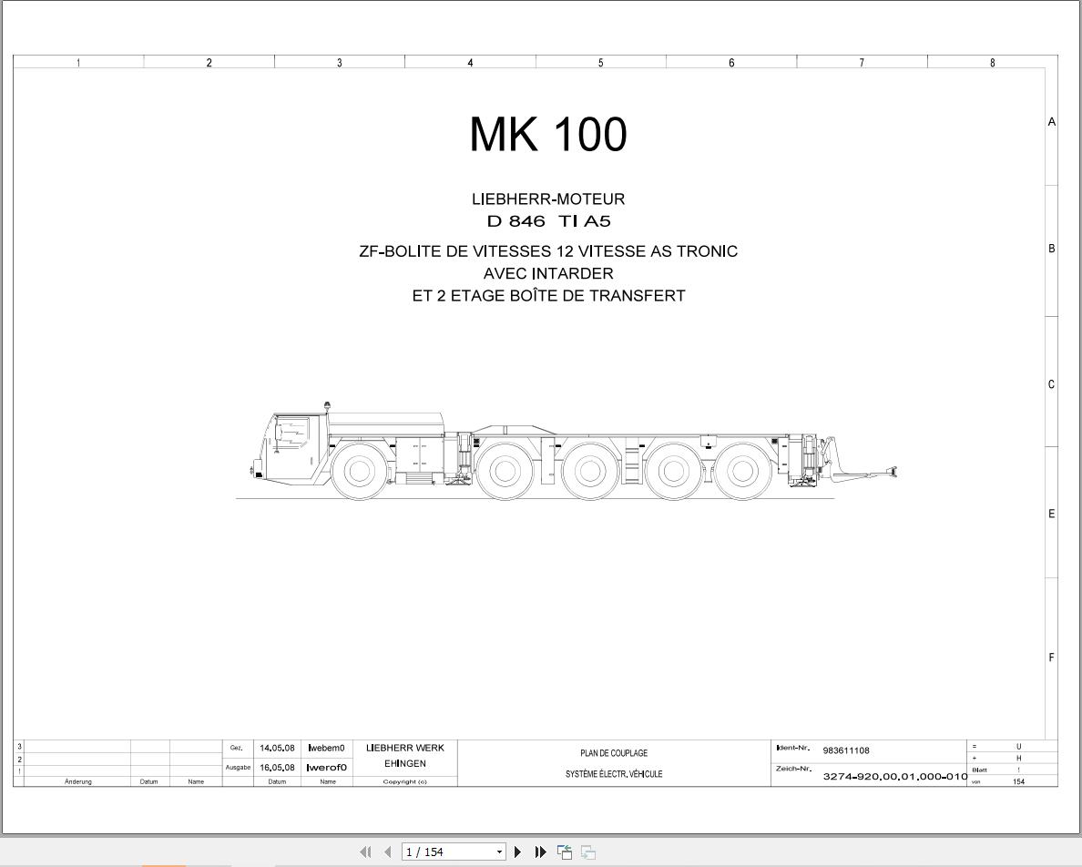 Liebherr Crane MK 100 Z77250 Electric and Hydraulic Diagrams FR 1
