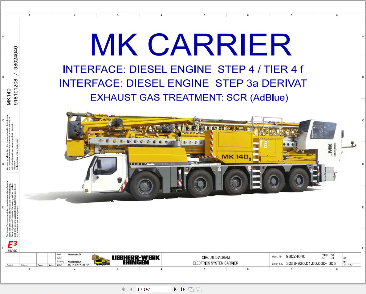 Liebherr Crane MK 140 Z77473 Electric and Hydraulic Diagrams EN 1