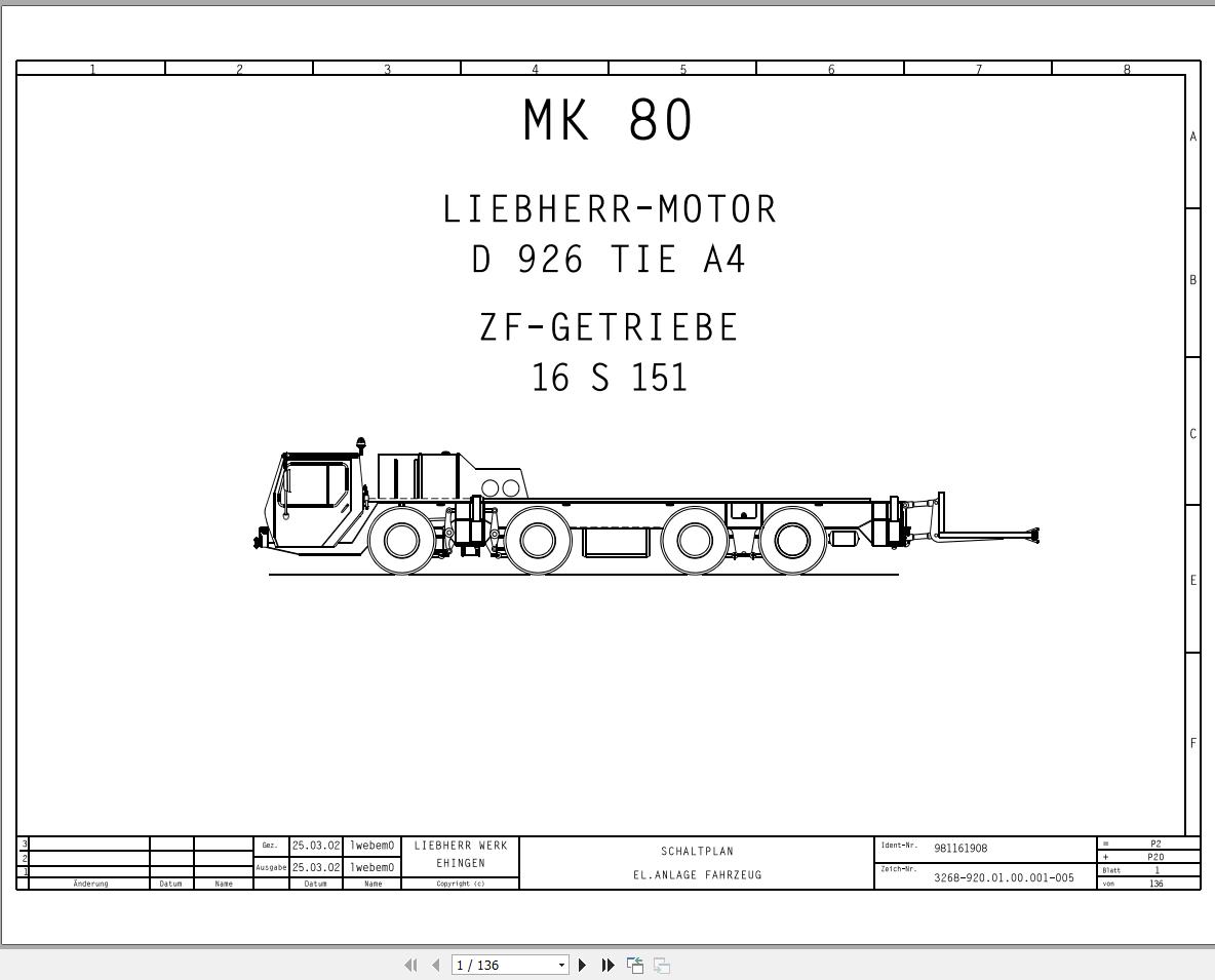 Liebherr Crane MK 80 Z77064 Electric and Hydraulic Diagrams DE 1