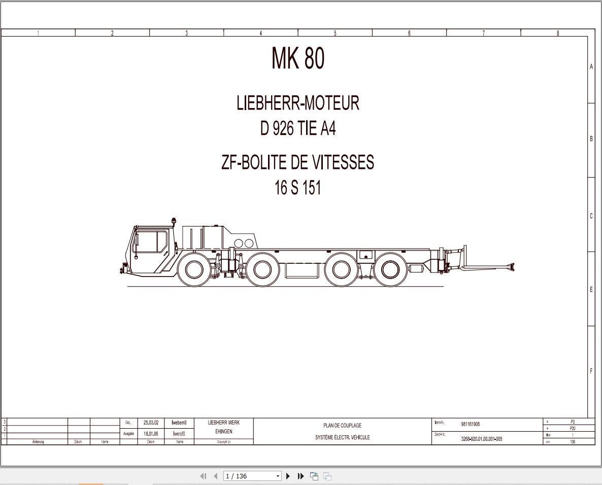 Liebherr Crane MK 80 Z77064 Electric and Hydraulic Diagrams FR 1