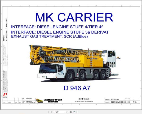 Liebherr Crane MK 88 Z76588 Electric and Hydraulic Diagrams EN 1