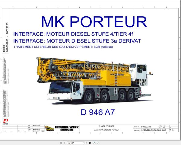 Liebherr Crane MK 88 Z76588 Electric and Hydraulic Diagrams FR 1