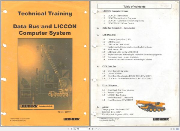 Liebherr Data Bus And Liccon Computer System Technical Training Manual 1