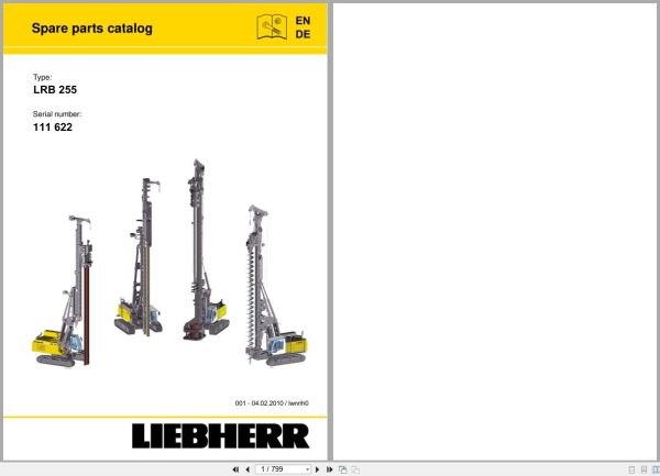 Liebherr Drill Rig LRB 255 Spare Parts Catalog DE EN 1