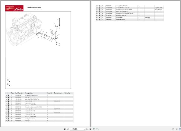 Linde Forklift H100 H120 H140 H150 H160 H180 Tier 3 Parts Manual 2023 1