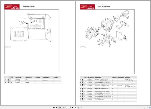 Linde Forklift H100 H120 H140 H150 H160 H180 Tier 3 Parts Manual 2023 3