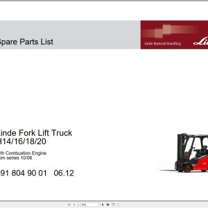 Linde Forklift H14 H16 H18 H20 Spare Parts Catalog 3918049001 1