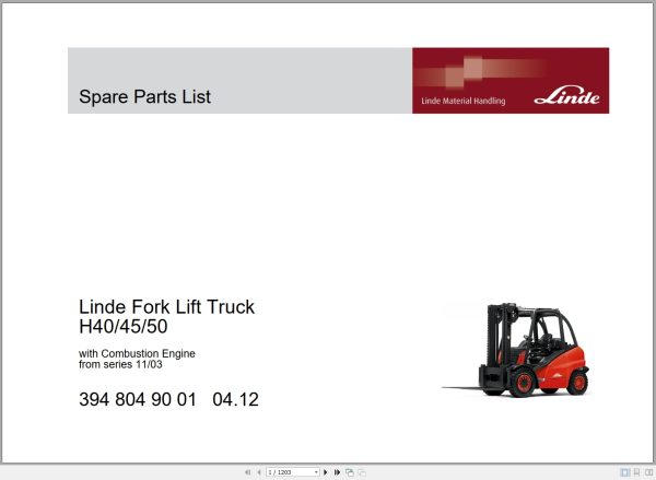 Linde Forklift H40 H45 H50 Spare Parts Catalog 3948049001 1