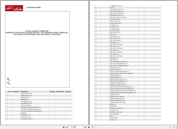 Linde H100 H180 Cummins QSB 6.7 Tier 4 Tier 5 Engine Parts Manual 1