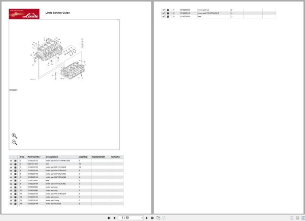Linde H1220 01 Kubota SPL Diesel V2607 DI E3B LXM 2 Engine Parts Manual 1