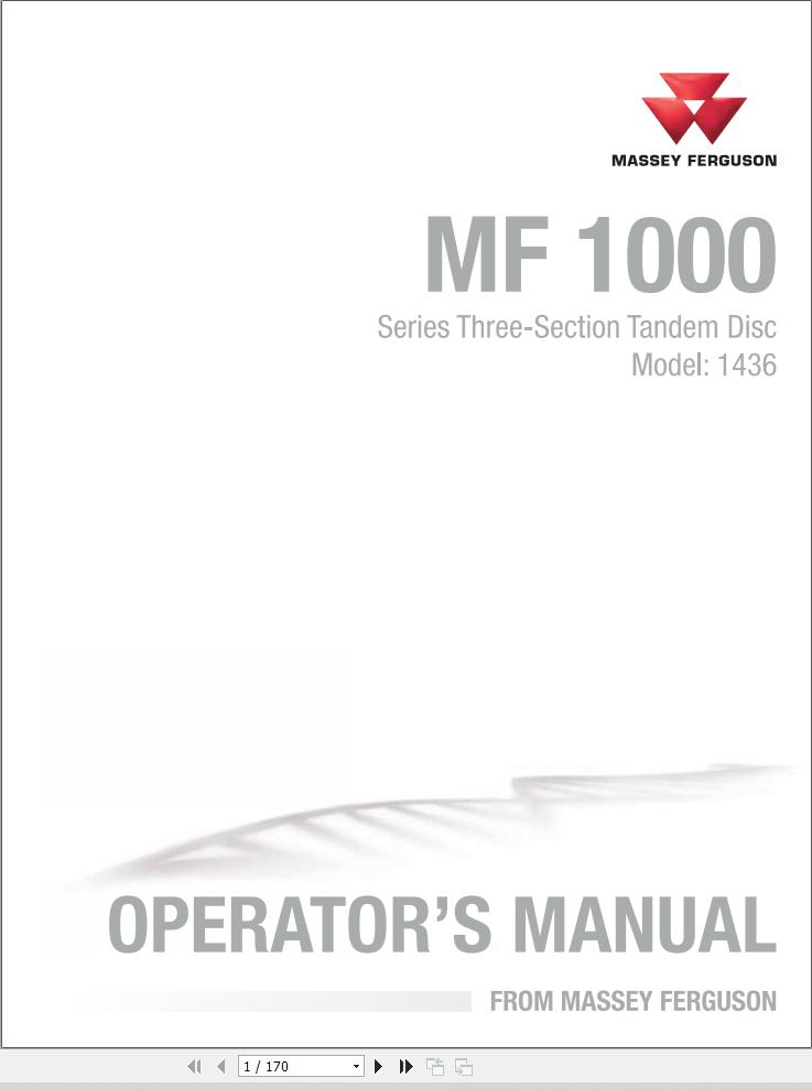 Massey Ferguson 3 Section Tandem Disc 1435K Operator Manual 9971402MFC 1