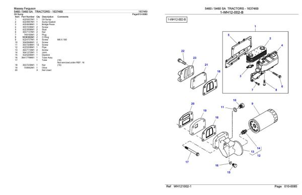 Massey Ferguson 5460 5460 Tractor Parts Catalog 1637469 2