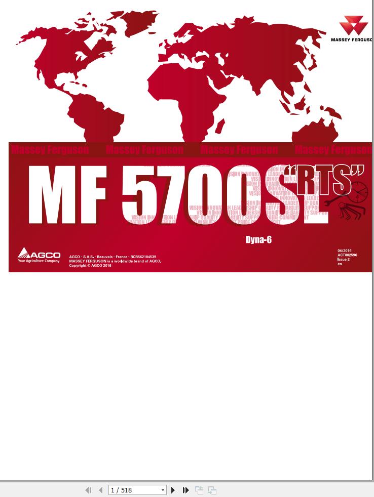 Massey Ferguson 5710SL 5711SL 5712SL 5713SL Dyna 6 Repair Time Schedule ACT002596 1