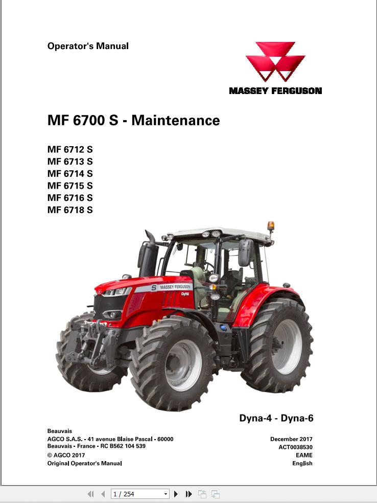 Massey Ferguson 6712S to 6718S Dyna 4 6 Maintenance Manual ACT0038530 1