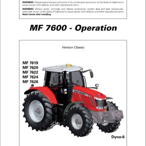 Massey Ferguson 7619 7620 7622 7624 7626 Dyna 6 Operation Manual 1