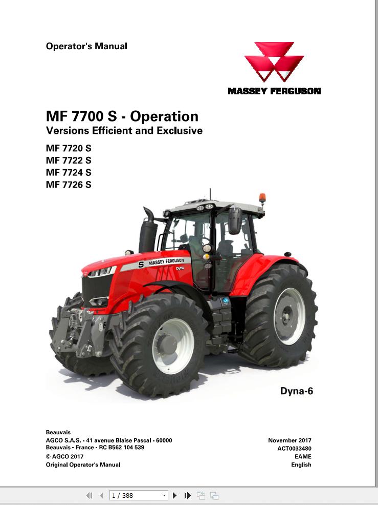 Massey Ferguson 7720 7722 7724 7726 Dyna 6 Operation Manual ACT0033480 1