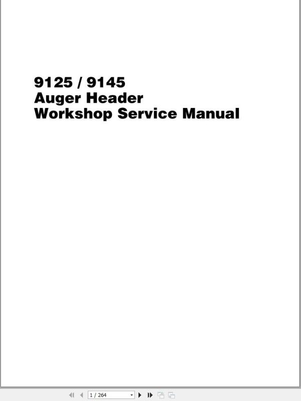Massey Ferguson Auger Header 9125 9145 Workshop Service Manual 4283389M1 1