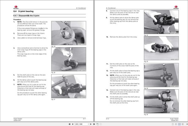 Massey Ferguson Auger Header 9226 9246 Workshop Service Manual 4283613M1 2
