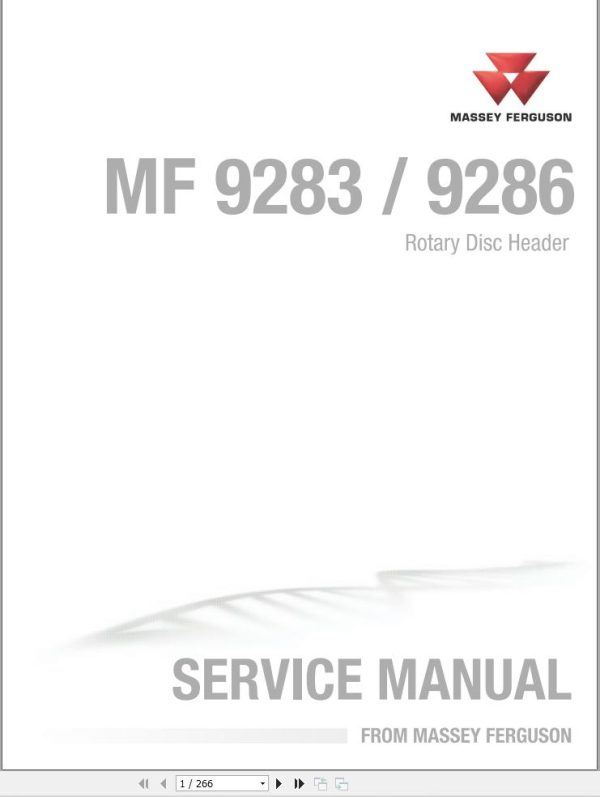 Massey Ferguson Auger Header 9283 9286 Service Manual 4283612M1 1