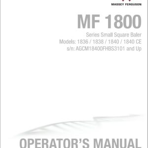 Massey Ferguson Baler 1836 1838 1840 1840CE Operator Manual 700741544D 1