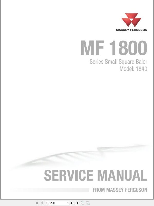 Massey Ferguson Baler 1840 Service Manual 4283517M1 1