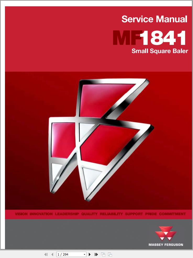 Massey Ferguson Baler 1841 Service Manual 4283448M1 1