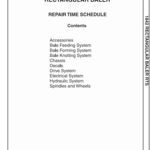 Massey Ferguson Baler 1842 Repair Time Schedule 4283599M1 1