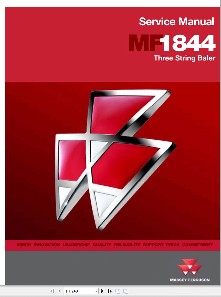 Massey Ferguson Baler 1844 Service Manual 4283475M2 1