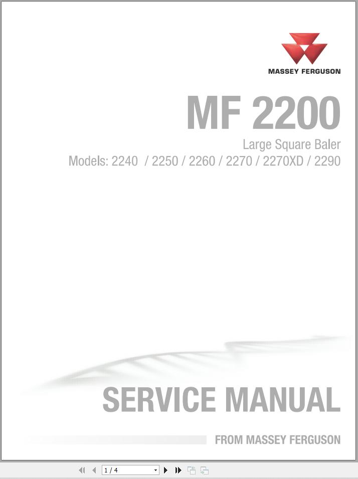 Massey Ferguson Baler 2240 to 2290 Workshop Service Manual 4283515M5 1